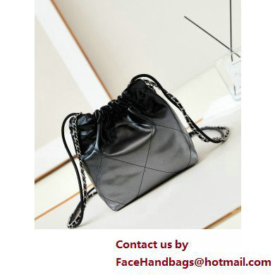 Chanel Shiny Calfskin  &  Silver-Tone Metal CHANEL 22 Mini Handbag AS3980 Gradient Silver Black